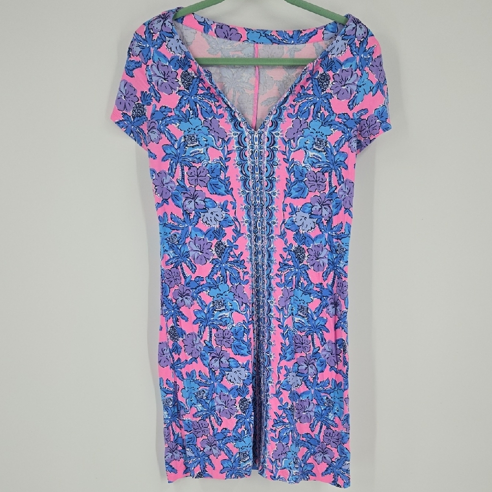 Lilly Pulitzer Pink and Blue Floral Midi Dress